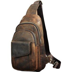 Men Outdoor Casual Travel Hiking Tea Crossbody Chest Sling Bag Rig One Shoulder